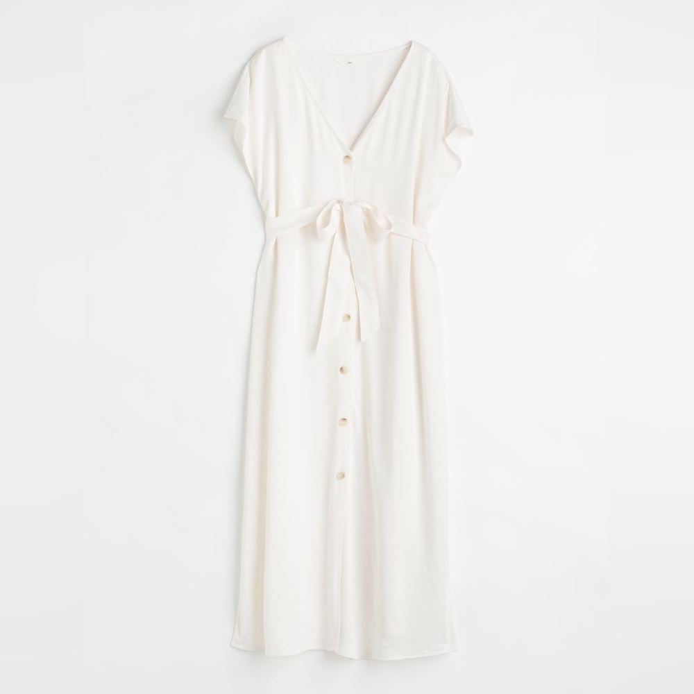 H&M MAMA tie back dress in white, size : medium, NWT